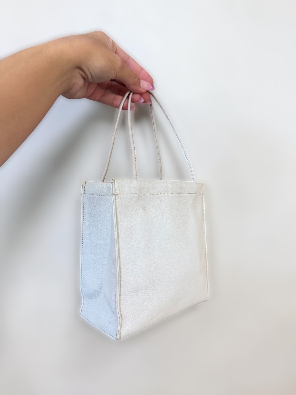 Rare 1960s Bonnie Cashin for Coach Tiny Shopping Tote White Leather